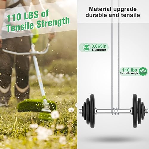 Miniatura 4 de 11 piezas de línea de recortadora doble de 0.065 pulgadas (2900719) de repuesto adecuado para Greenworks Weed Wacker 2101602, 2101602A, STBA40B210,
