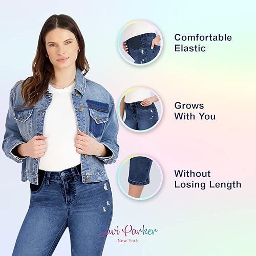 Miniatura 2 de Savi Parker Maternity Jeans for Women, Straight Leg Elastic Under Belly High Waist Pant, Pregnancy Clothes for All Seasons
