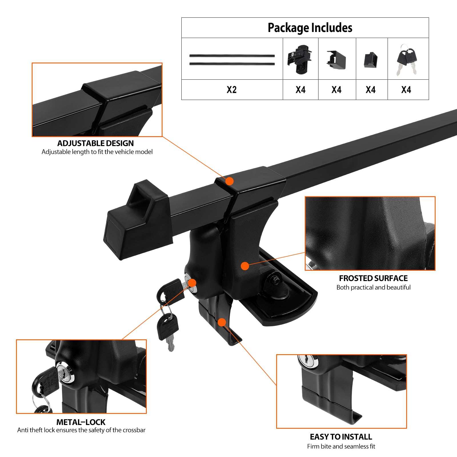 54" Universal Roof Rack Cross Bars,Car Top Roof Rack Cargo Bars with Anti-Theft Lock Adjustable,Luggage Cargo Carrier,165 lbs Load Capacity,Without Side Rail for SUVs,Vans,Sedans