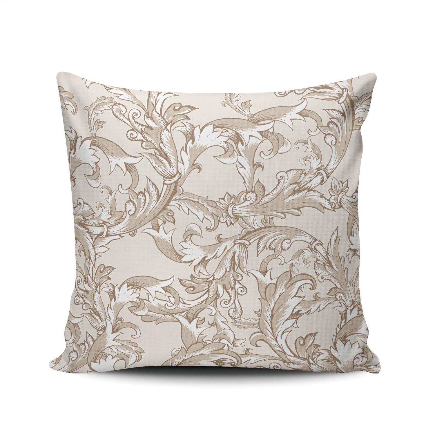 ONGING Decorative Throw Pillow Case Flower Vintage Baroque Swirls Pillowcase Cushion Cover Double Sided Design Printed European Size 26X26 inches