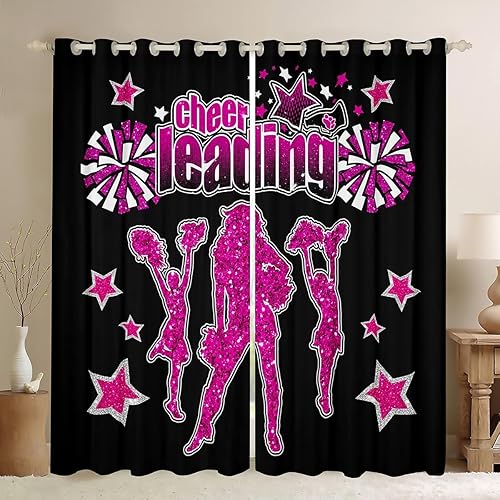 Cortinas de gimnasia para ventana de equipo animador, decoración de dormitorio de niños, niñas, mujeres, adolescentes, decoración de dormitorio,