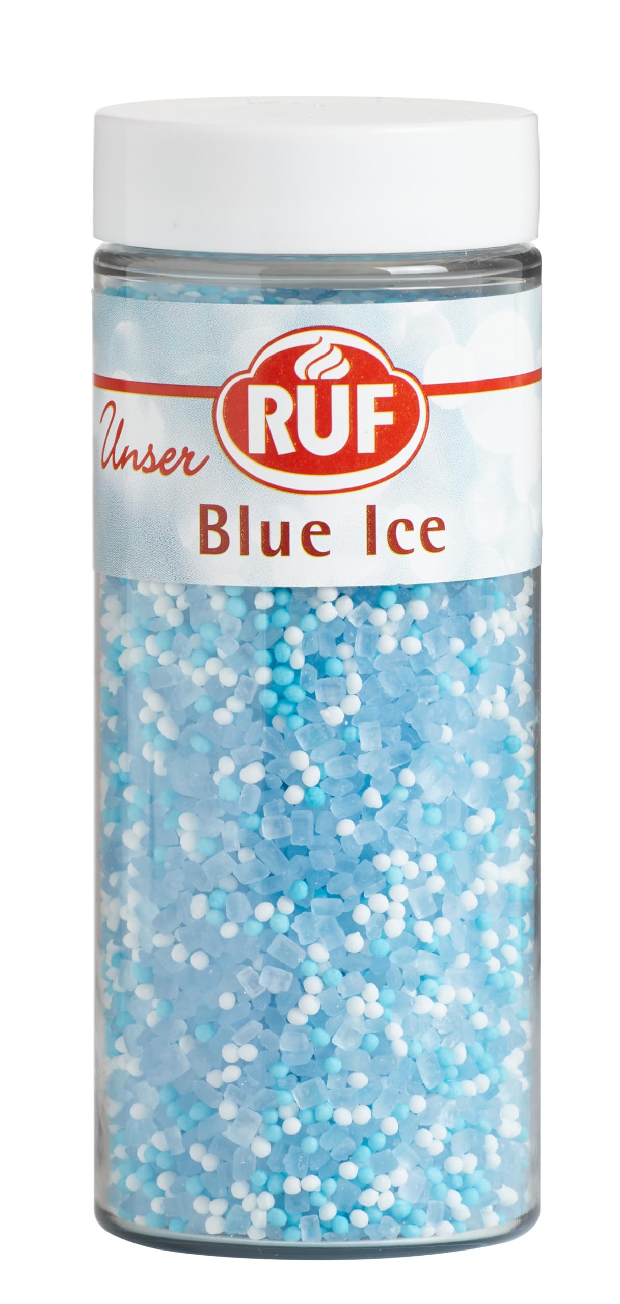 RUF Blue Ice Dekor, Schneeflocken Tortendeko, essbare Zucker-Perlen in eisblau & weiß, zum Verzieren von Torten, Cupcakes Deko