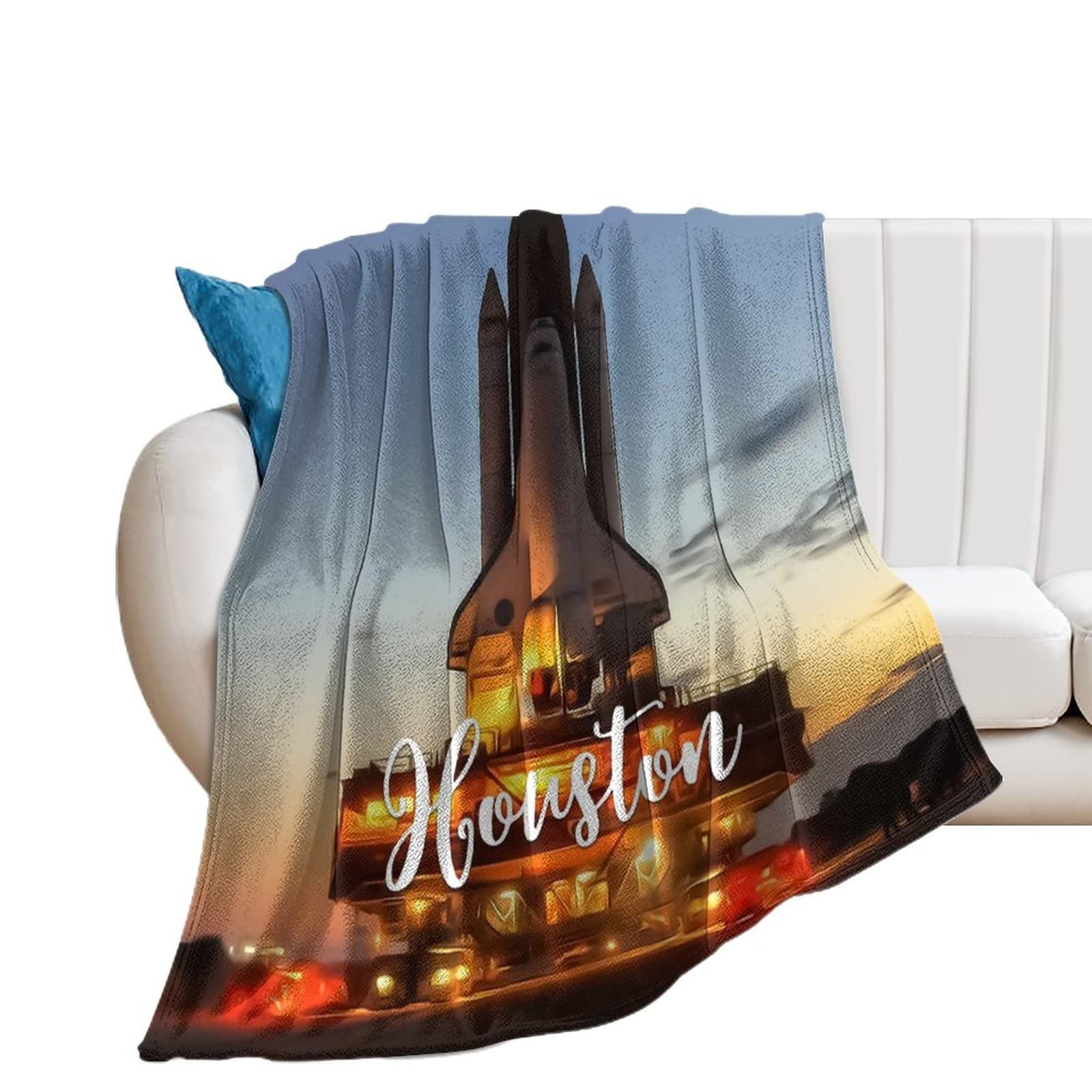 Couverture flanelle Houston paysage de la ville pour un nid cosy