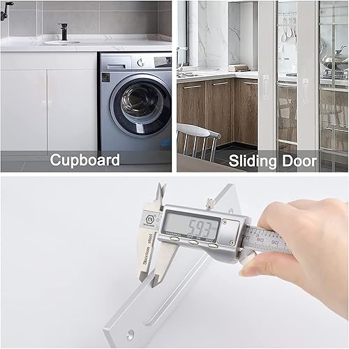 Miniatura 6 de MOROBOR Tiradores de puerta corredera empotrados rectangulares de 7.087 in, 2 tiradores de aleación de aluminio plateados con tornillos de montaje