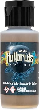 Medea NuWorlds Miniature Paint Gauntlet Gold Metallic Water Based Acrylic Urethane Airbrush Ready True Metallic Effects Aircraft-Grade Aluminum 1oz Color for Models & Miniatures