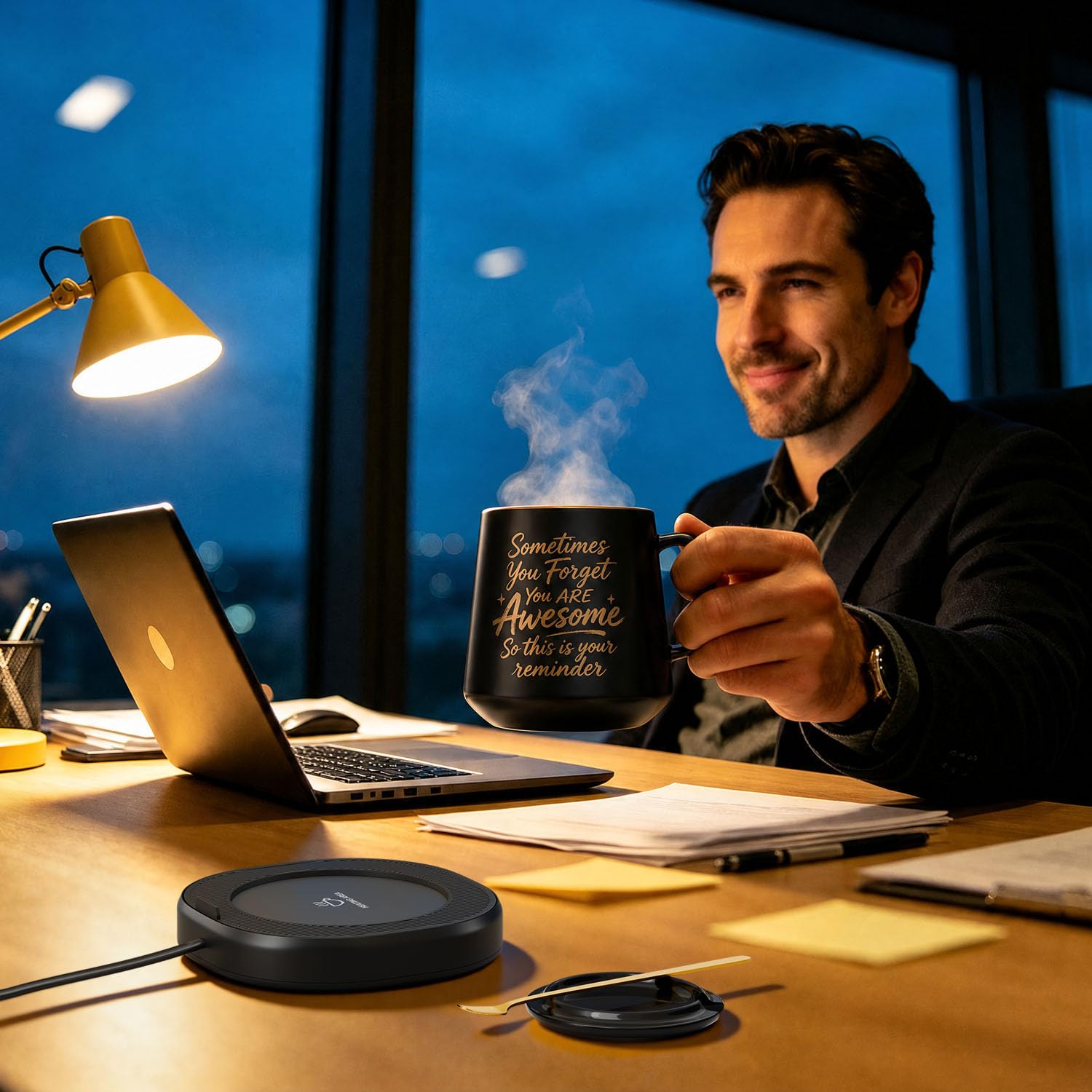 Kaffeebecher-Wärmer-Set, elektrischer Tassenwärmer für Schreibtisch, Tee