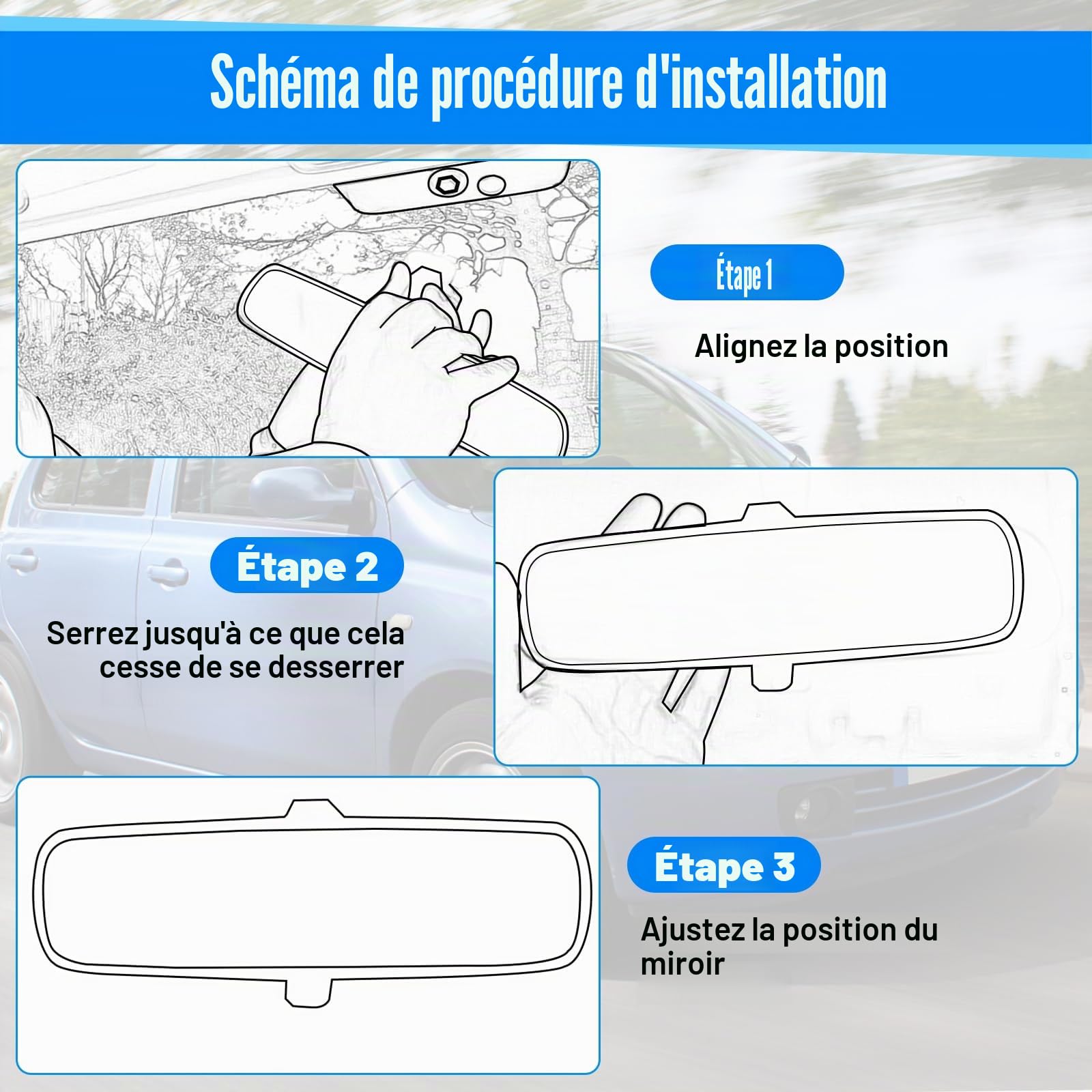Rétroviseur Intérieur Compatible avec N-issan Micra K12 K13 2003-2022, Rétroviseur Intérieur