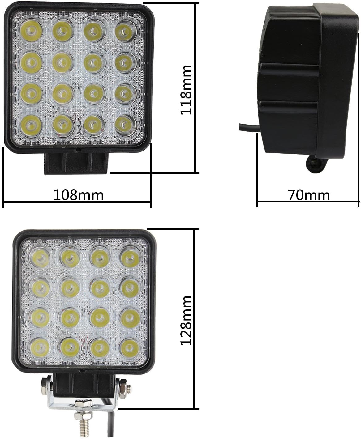 Northpole Light 10x 48W LED Light Bar Work Light, Flood Beam Jeeps Off-Road Light Bar, Driving Fog Light with Mounting Bracket for Off-Road, Truck, Car, ATV, SUV, Jeeps