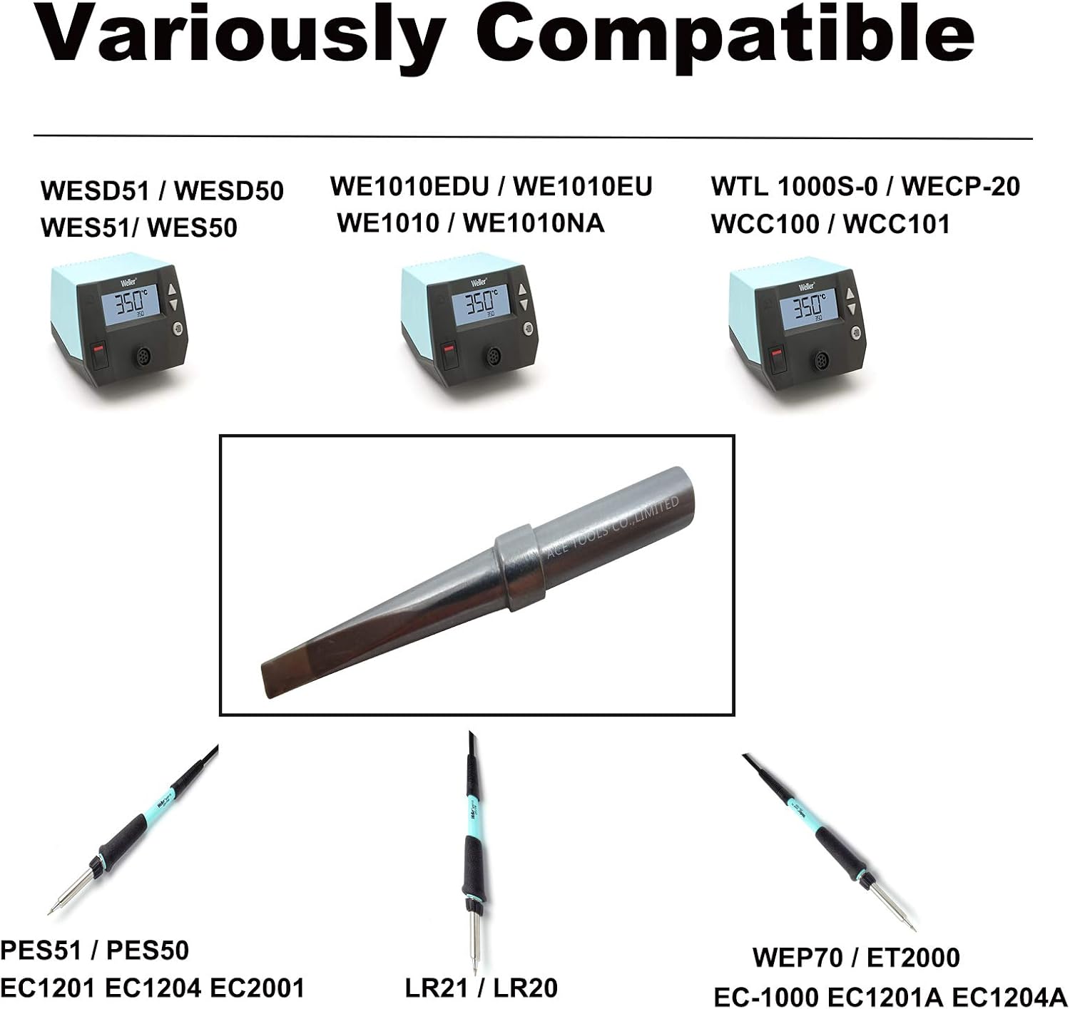 ETM Long Chisel Screwdriver Soldering Tip 0.126" / 3.2mm for WESD50 WES50 WESD51 WES51 PES50 LR20 PES51 LR21 WE1010NA (WE1010EU WE1010EDU) WE1010 WECP ACE Brand Solder Iron Tips (20)