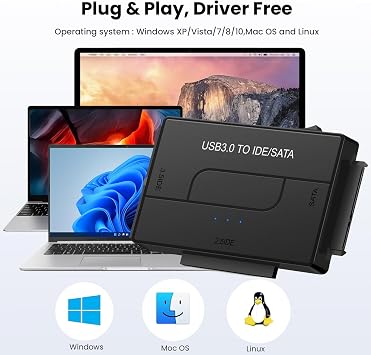 محول Sata Ide إلى Usb 3.0 لمحرك الأقراص الصلبة 2.5/3.5 Hdd/ssd، كابل محول الاسترداد الفائق لقارئ محرك الأقراص الصلبة، محول Sata إلى Usb لنقل البيانات العالمي مع مصدر طاقة