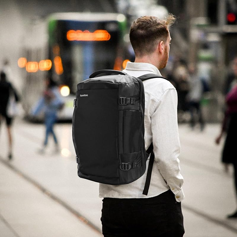 tomtoc 40L Utazó Hátizsák TSA Barát Kézipoggyász 15.6-17 Colos Laptophoz, Repülőgépre Vihető Vízlepergető Táska Hétvégi Utazásokhoz