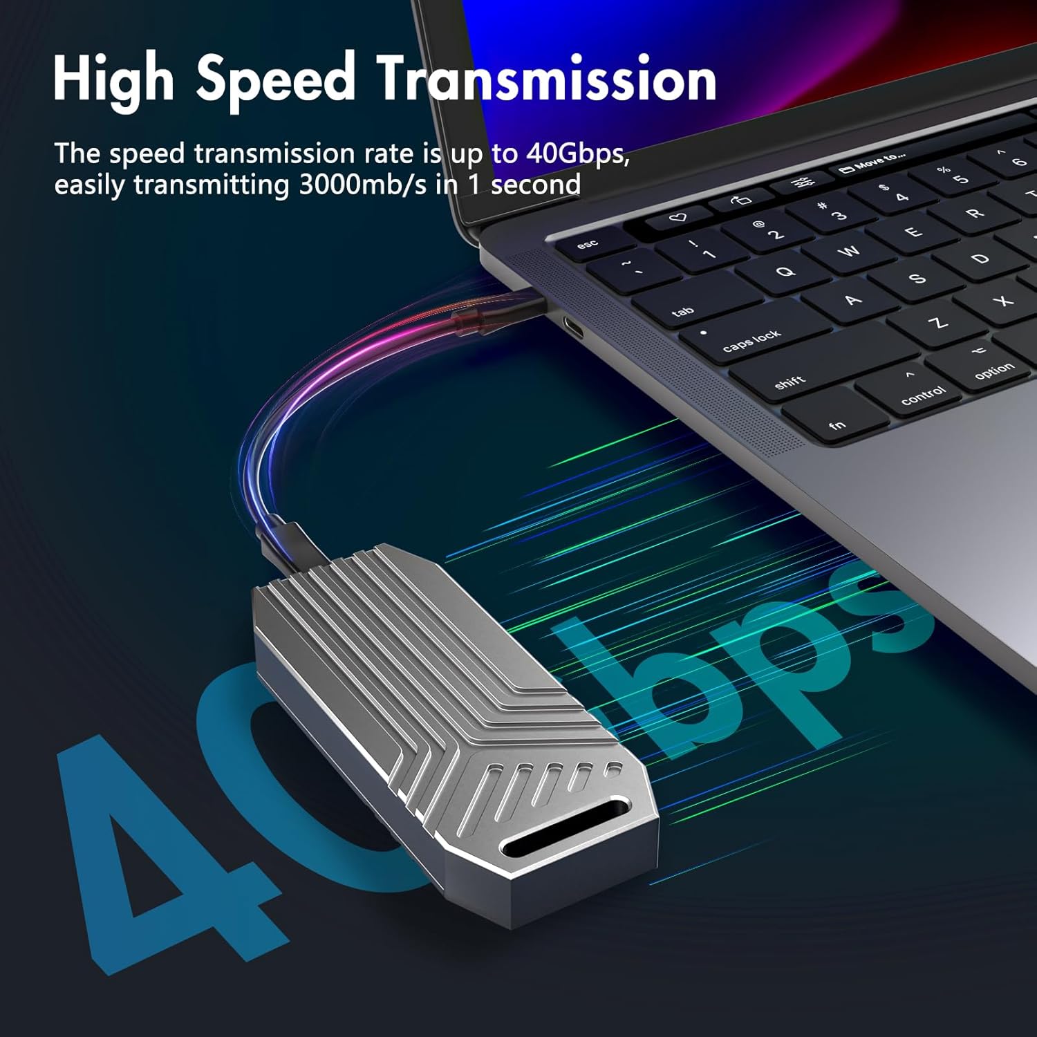 40Gbps M.2 NVMe SSD Enclosure, 8TB Thunderbolt NVME Enclosures for M1 M2 Pro/Max, Type C + USB 4.0 NVMe PCle SSD Adapter Reader, Compatible with Thunderbolts 4, USB 3.2/3.1/3.0