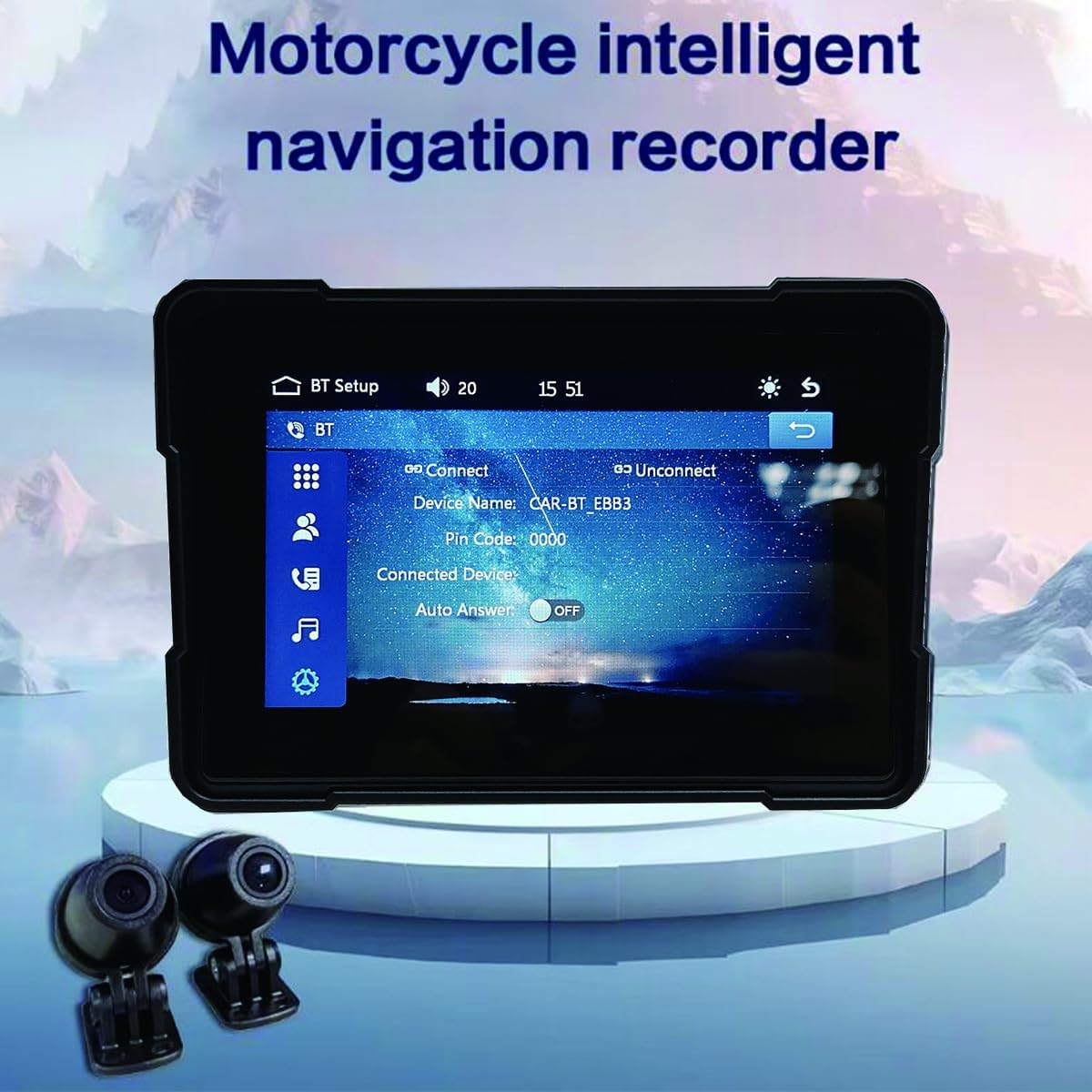 5 Inch Carplay Screen Motorcycle Portable Recorder Navigator,CarPlay & Android Auto,Dual Bluetooth,Motorbike Navigation Smart Screen