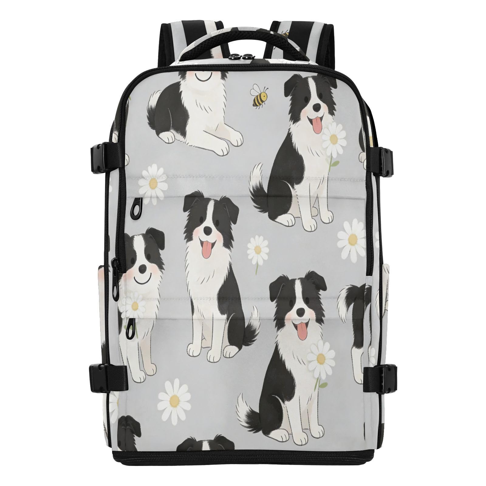 Plecak podręczny do samolotów torba na laptopa 15,6 cala dla | Wodoodporna lekka męska torba robocza kreskówka Border Collie szara torba na laptopa 15,6 cala dla mężczyzn praca bultos para