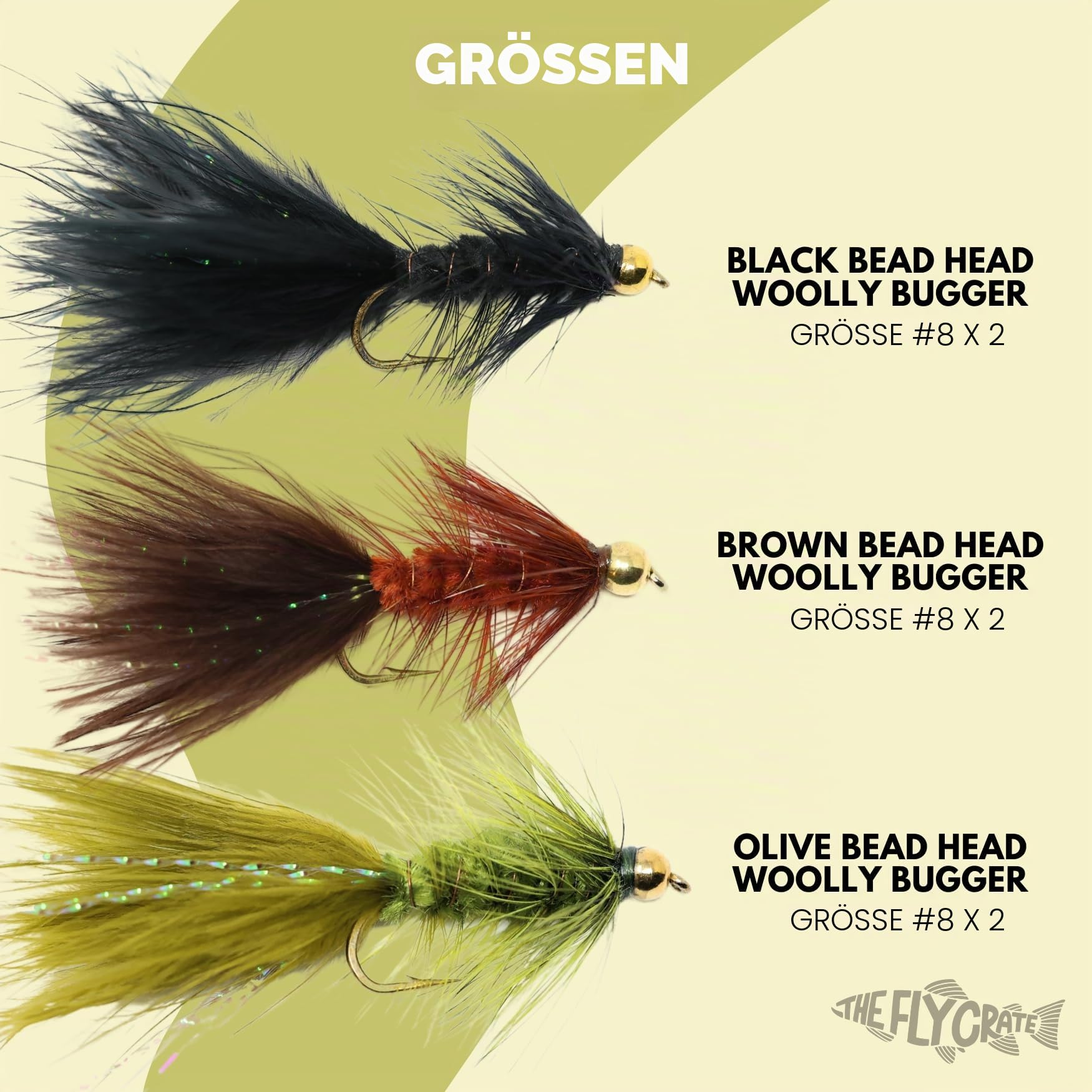 The Fly Crate, Woolly Bugger-Fliegen für das Forellen-Fliegenfischen – Sortiment, Streamer-Fliegen