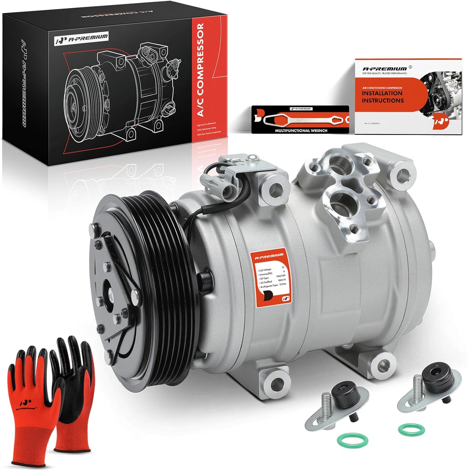 A-Premium Air Conditioner AC Compressor with Clutch Compatible with Toyota Sienna 3.3L 2004-2006