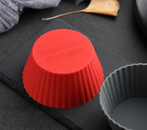 Miniatura 6 de Paquete de 12 tazas reutilizables antiadherentes de silicona jumbo para hornear, forros para cupcakes y muffins, tamaño grande de 3.8 pulgadas,