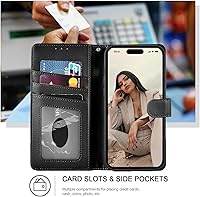 Vista 2 de Funda tipo cartera para iPhone 15 Pro Max, bloqueo RFID, soporte para 3 tarjetas con ranura para tarjetas de crédito, funda protectora magnética