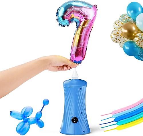 Miniatura 9 de Bomba eléctrica de globo de aire, bomba de globo de animales largos portátil, máquina sopladora eléctrica azul/naranja/rosa 110-120V 30W inflador