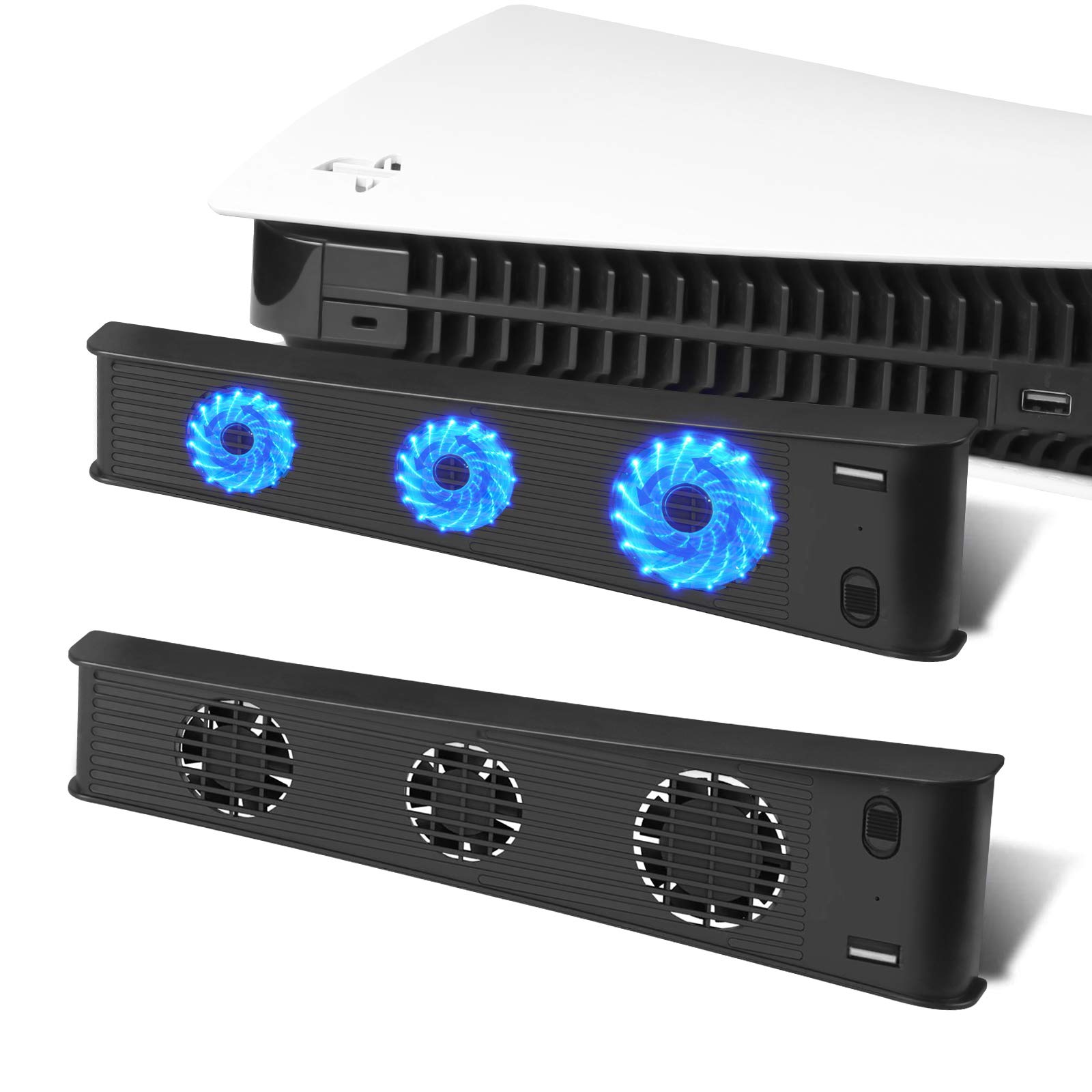 Buy MASiKEN PS5 Fan, External Slim USB Cooler, 3in1 Game Console Cooling Fans with Extra USB3