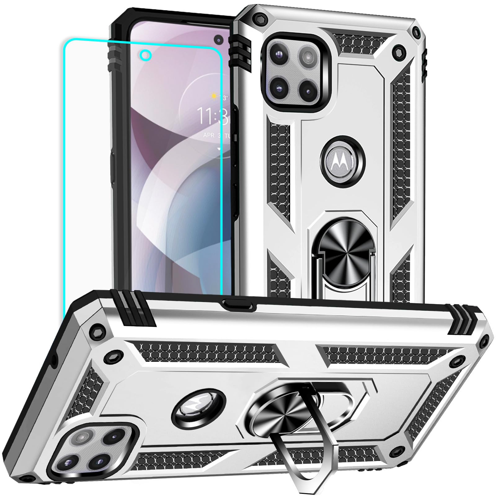 Yiakeng for Motorola One 5g Ace Case: Moto One 5g Ace Case with Screen Protector - Military Grade Protective Cases with Fi...