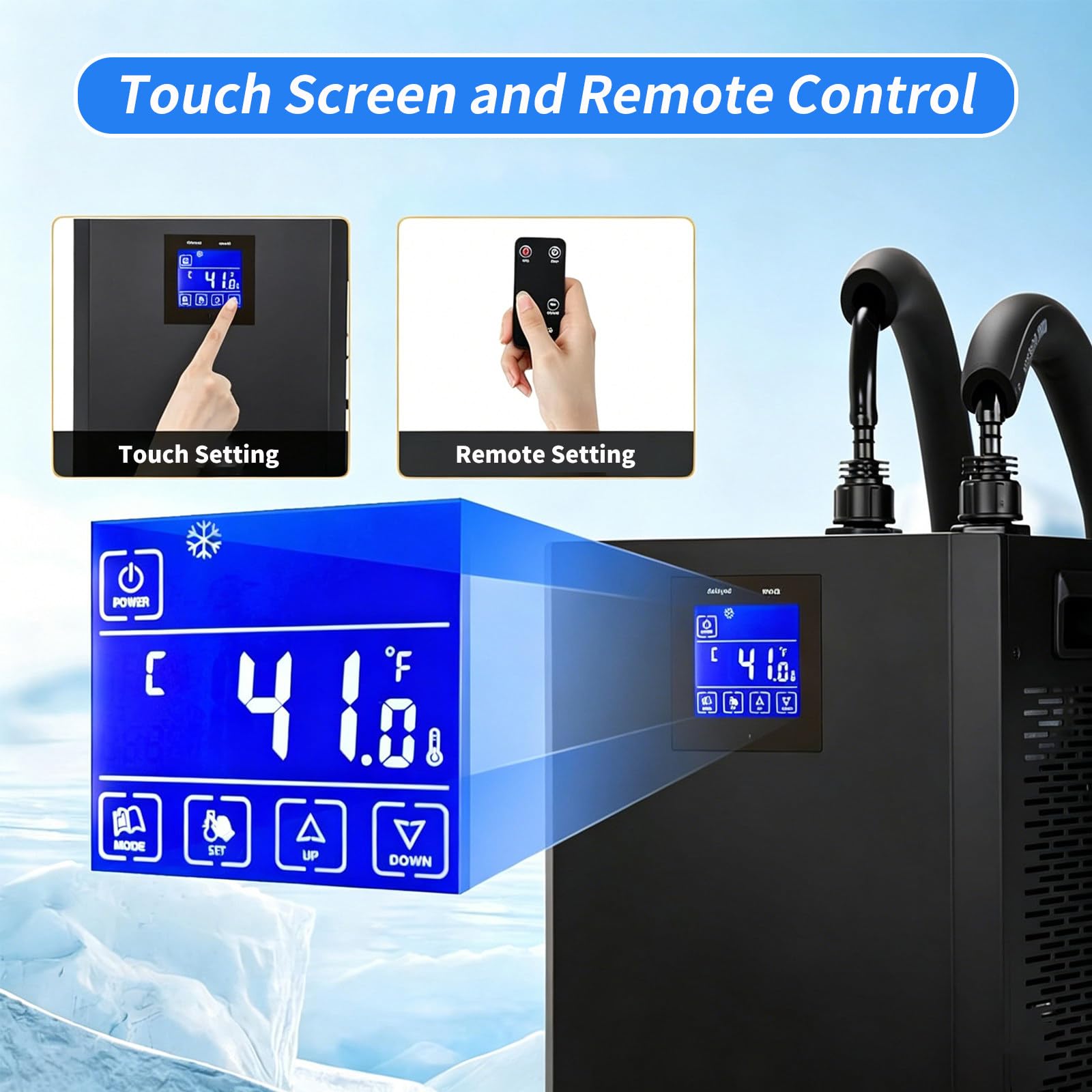 MIAOXIAOLONG Refrigeratore da 1/3 HP, Refrigeratore per Acquario da 79 Gal, Adatto per Acquari di Acqua Dolce E Salata - Ideale per Piante Acquatiche, Axolotl E Meduse