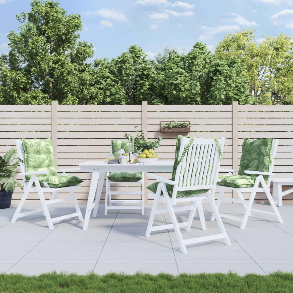 Set di 4 cuscini impermeabili per sedie con motivo a foglie, in tessuto Oxford, con schienale basso, 4 pezzi, per mobili da giardino, morbidi imbottiti con fibre cave in polipropilene