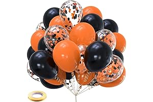 Kelfara Black Matte Orange 12-inch Circle Latex Balloons