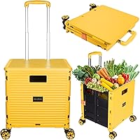 Vista 12 de Carrito de utilidad plegable, cajón portátil plegable, carritos rodantes con ruedas, cesta de transporte con tapa magnética, cubierta telescópica