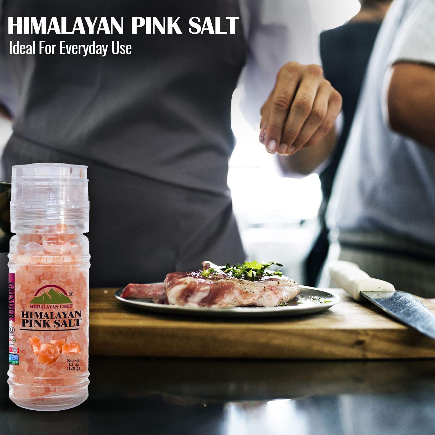 Himalayan Chef Pink Salt Coarse Refillable Grinder, 3.53 Ounce,(Pack of 1)