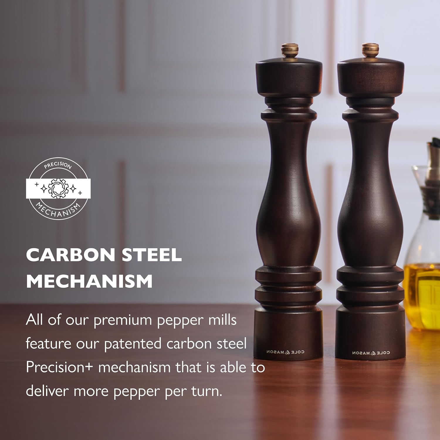 Cole & Mason London Refillable Spice Mill - Kitchen & Home Accessory - Table Black Pepper Grinder - Pepper Mill with Carbon Steel Mechanism - 11", Chocolate Wood image 4