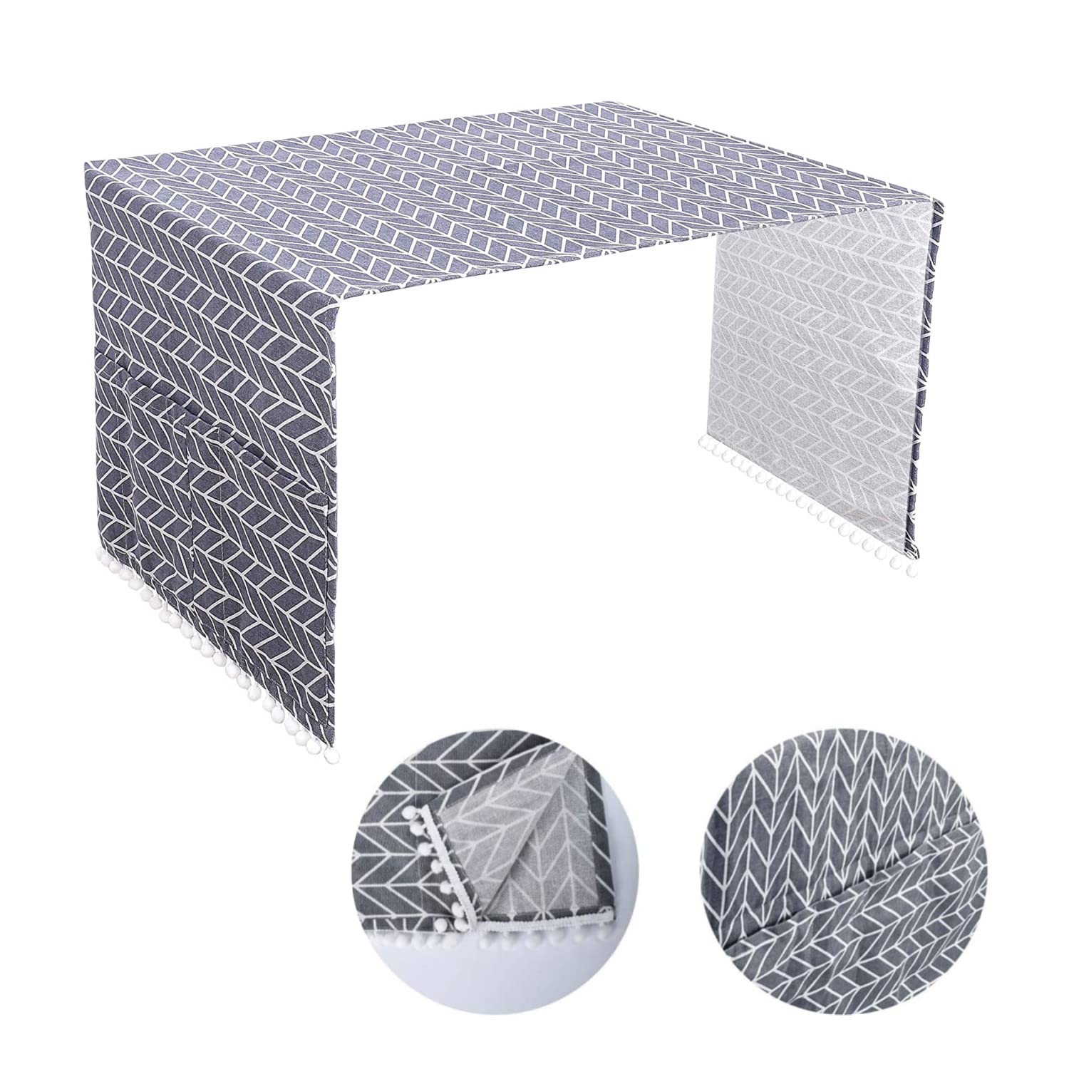 Bobozhong Gray Fridge Dust Cover, 55 * 130Cm Dryer Dust Cover Multi-Purpose Washing Machine Cover With Side Storage Pockets For Fridge Dryer Washing Machine Microwave Oven Electrical Appliances Arrows