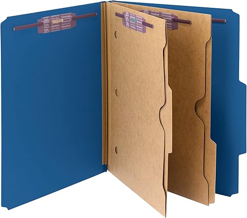 Smead Carpeta de archivos de clasificación de cartón prensado con cierres SafeSHIELD, 2 divisores de bolsillo, expansión de 2 pulgadas, tamaño