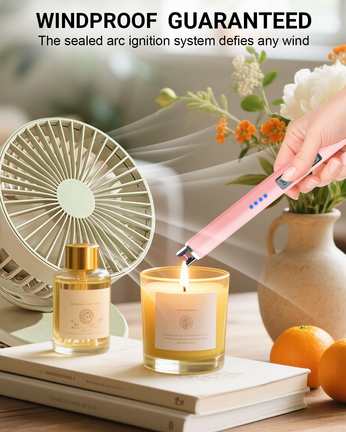 FUKKUDA Electric Candle Lighter with Safety Switch - USB Rechargeable Windproof & Flameless Plasma Arc Lighter, Stocking Stuffers for Him or Her (Obsidian Black): Rose Gold Standard