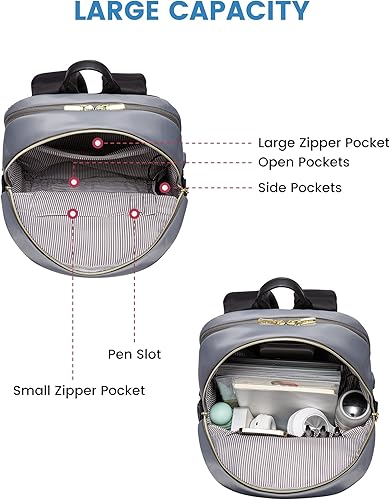 Miniatura 2 de LOVEVOOK Mochila para laptop para mujer, Gris-Negro, Mochilas de mochila