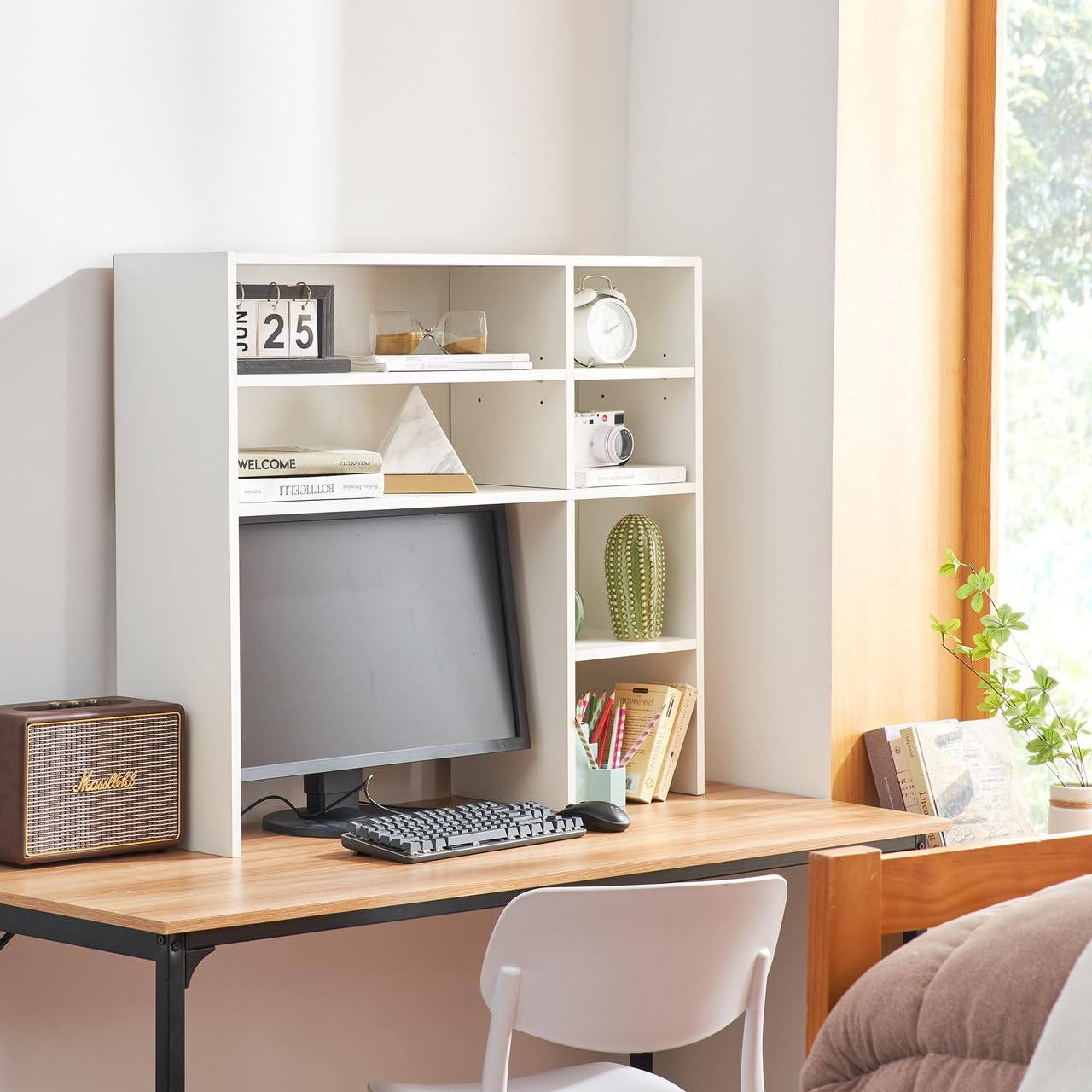 Yak About It Extra Shelves Dorm Desk Bookshelf - White