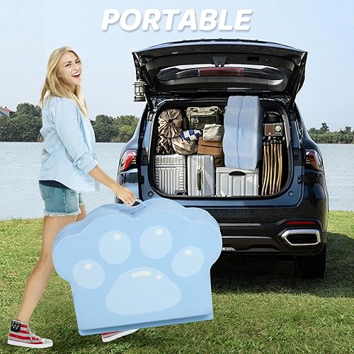 Miniatura 6 de Cama portátil para niños pequeños, cama plegable de viaje para niños, cama de piso para niños de 1 a 5 años, suave y segura (azul)