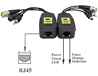 Vista 5 de Transmisor BNC a RJ45 Transceptor DC Power Pasivo Audio Video Balun HD-CVI/TVI/AHD/CVBS con conector DC para 720P-1080P 3MP 4MP 5MP 8MP CCTV
