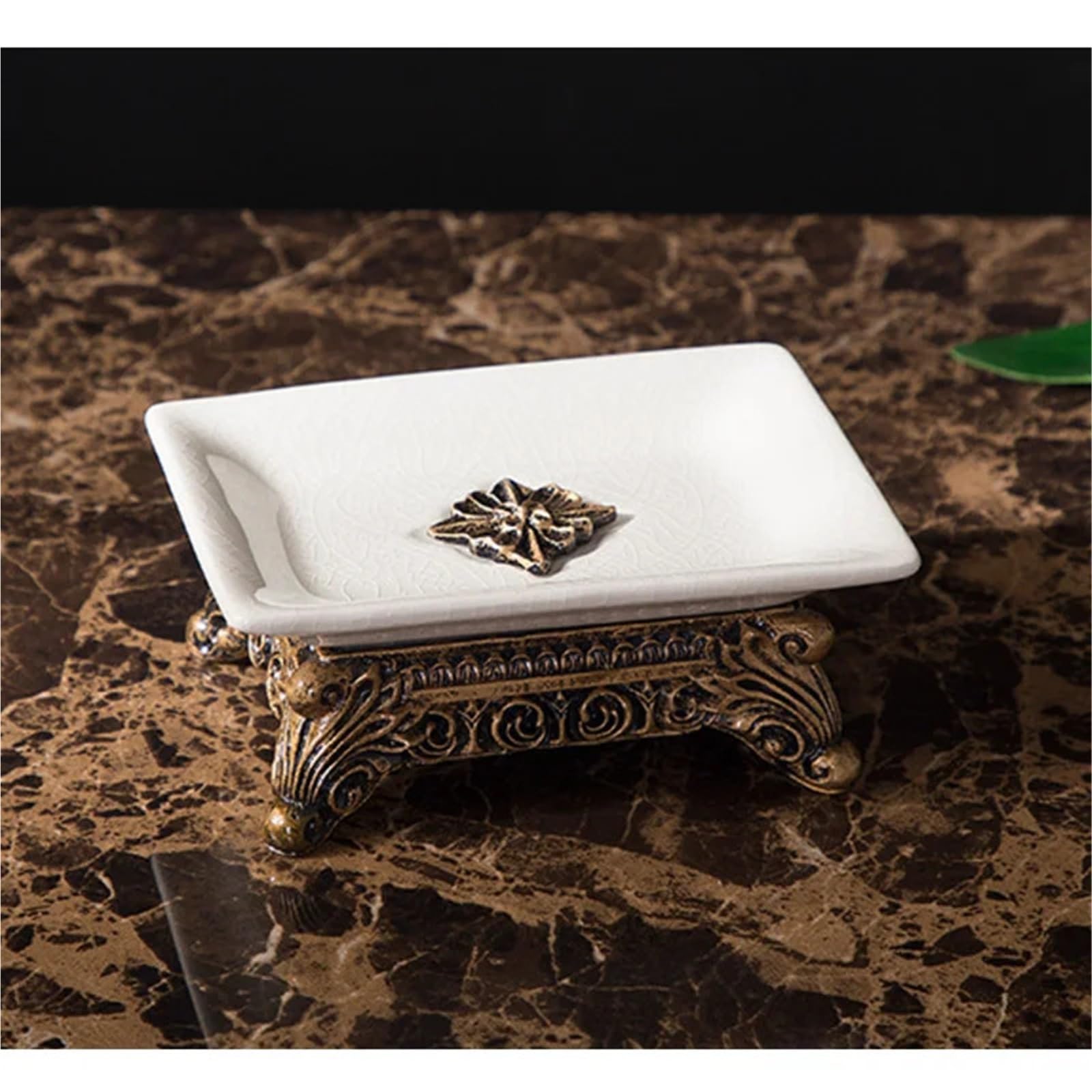 Berührungsloser Seifenspender zur Wandmontage, Seifenspender-Badezimmerset, Badezimmerzubehör, Seifenspender, Seifenschale und Zahnbürstenhalter, Retro-Luxus-Stil(Soap Dish 1)