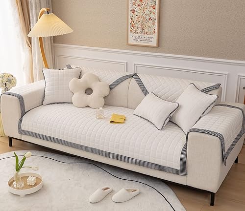 vctops Farmhouse Buffalo - Funda de sofá de algodón a cuadros acolchada suave antideslizante protector de muebles para mascotas niños perros gatos