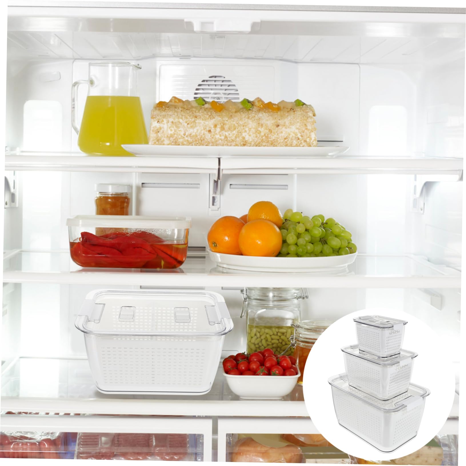 LIFKOME Boîte à Aliments Congelés 1 Set Pet Pp Abs Blanc Panier