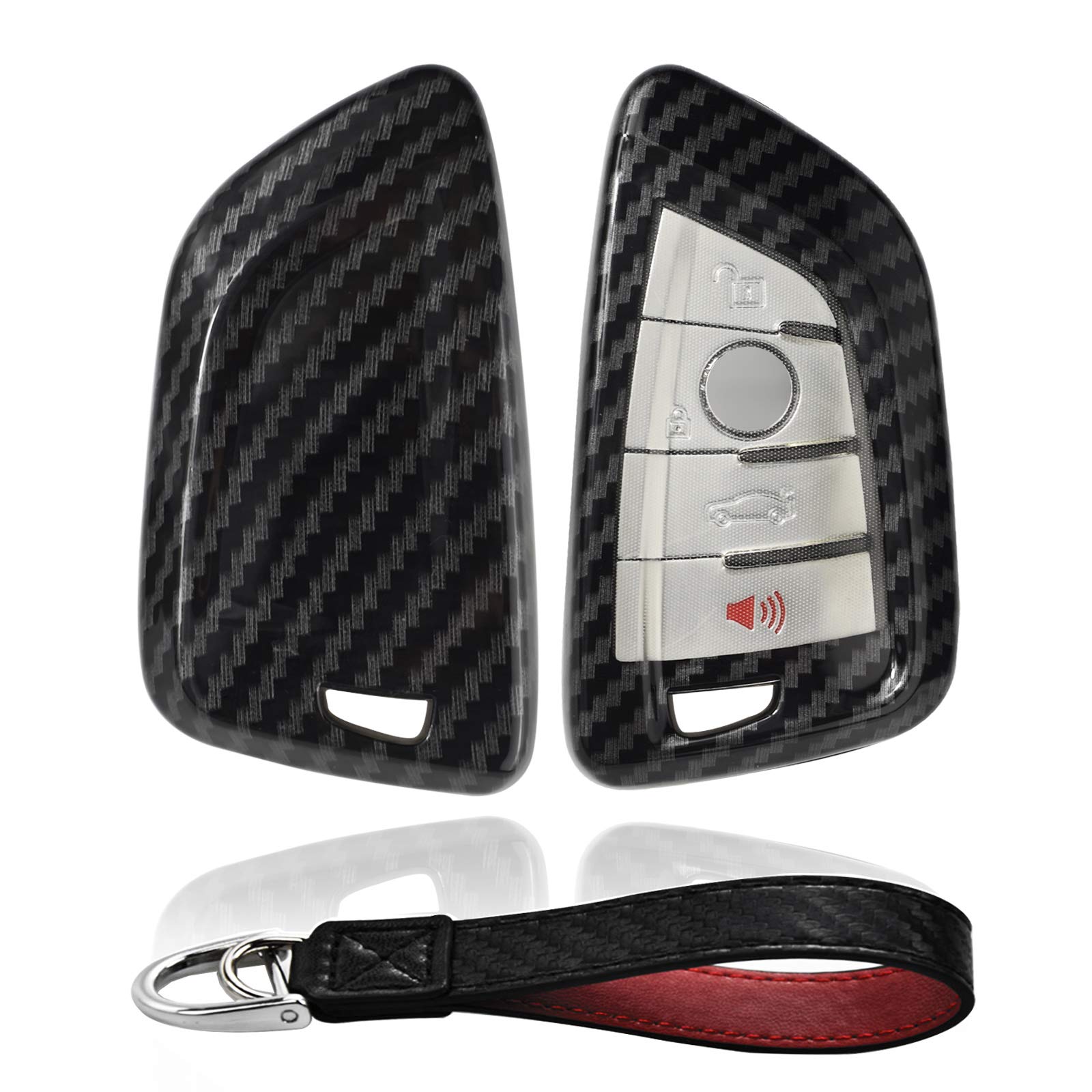 Kwak's Car Protective Key Cover PC Key Case Carbon Fiber Pattern Compatible for BMW 5series 525 530li newX3 X1 X5 X6 7series 730 118i Special Key case Car Key with Keychain