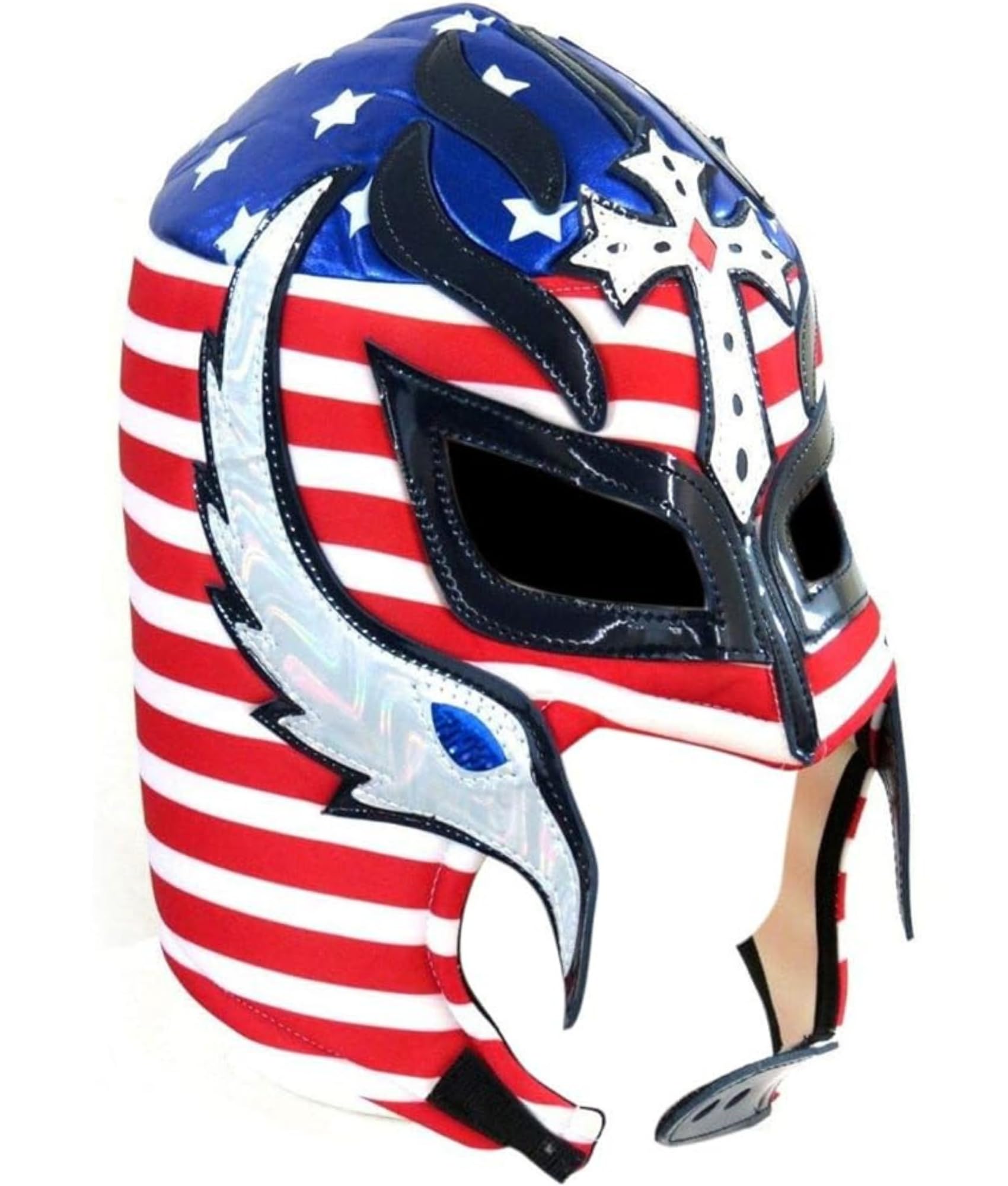 Del Mex Lycra Lucha Libre Adult Luchador Mexican Wrestling Mask Costume (Rey Mysterio (Red, White, Blue))