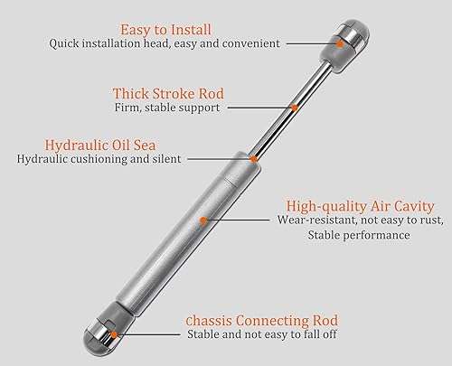Miniatura 3 de Hxchen 4 bisagras de gabinete de soporte hidráulico, 8 pulgadas, 120 N, tapa de cierre suave y amortiguador telescópico para puerta de gabinete de