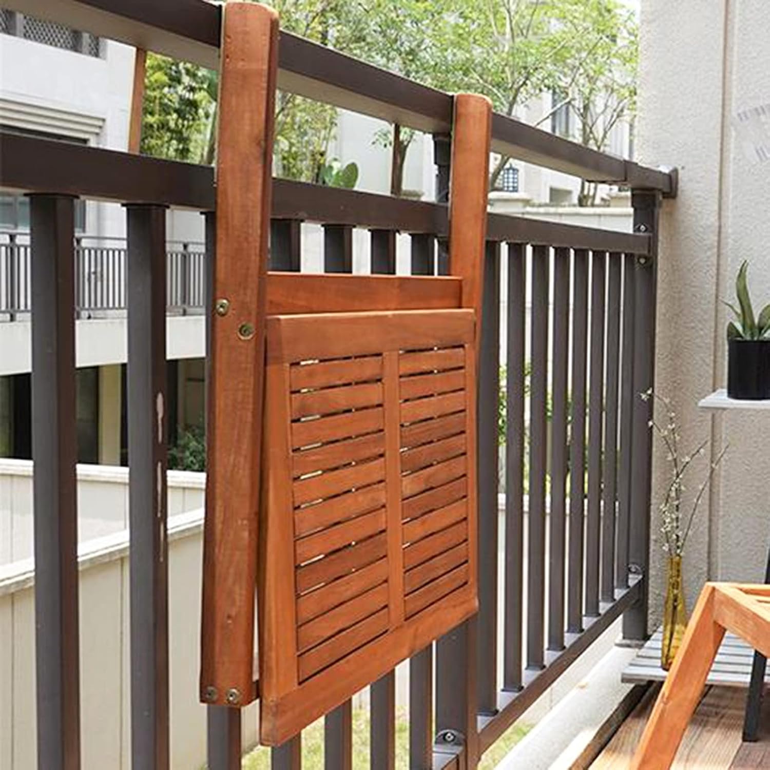 Rectangle Balcony Railing Table Outdoor Hanging Railing Bar Table, for Outdoor Terrace Garden, Durable Material (Size : 60x40cm)