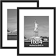 MCS Studio Gallery 11x14 Picture Frame Black Woodgrain, Rectangle Photo Frame for Photos, Posters & Art Prints (2-Pack)