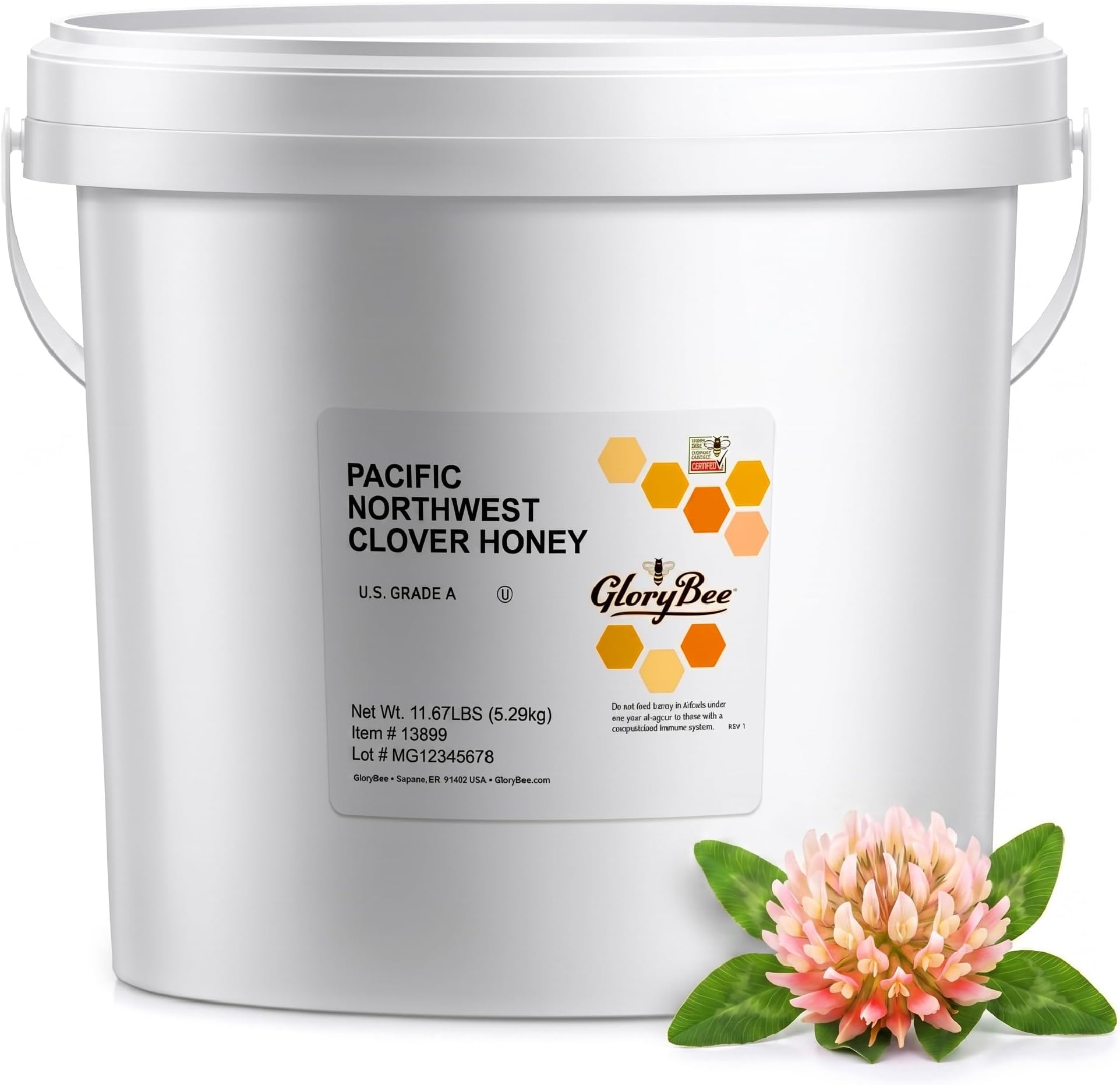 Glorybee, Pacific Northwest Clover Honey, 100% US Grade A Honey, 11.67 lb Bulk Pail