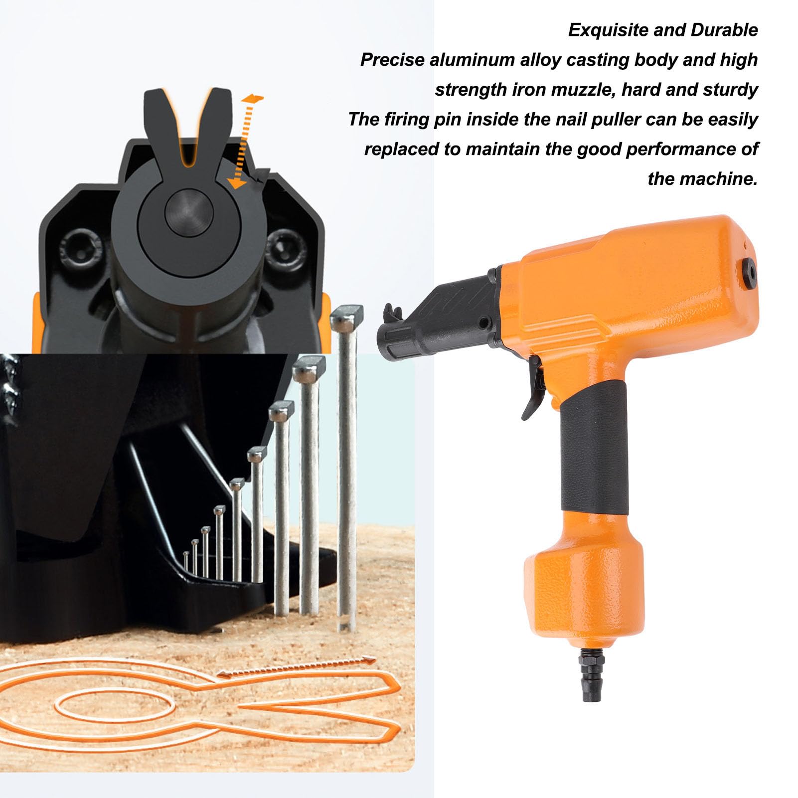 Extractor de Clavos Neumático, Herramienta Neumática para Quitar Clavos, Clavadora Neumática de 0,6 a 0,8Mpa, Diámetro de Clavo de 0,08-0,14, Pistola Extractora de Clavos de Aire