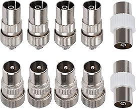 TV Aerial Connectors Set - 4 Male, 4 Female, 2 Female-to-Female Couplers - Coaxial Cable Adaptors for RF Cable