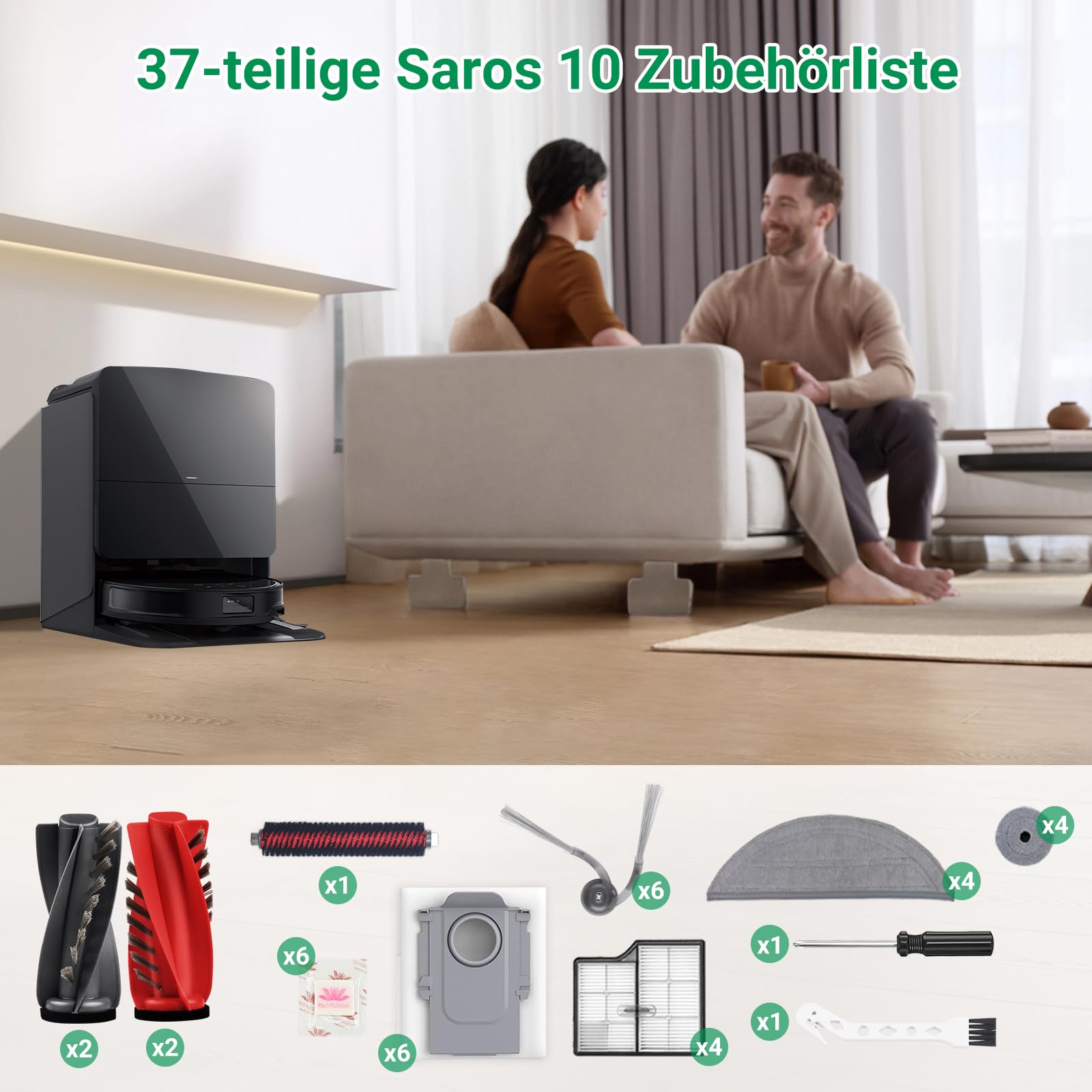 37 Stück Zubehör für Roborock Saros 10 Saugroboter